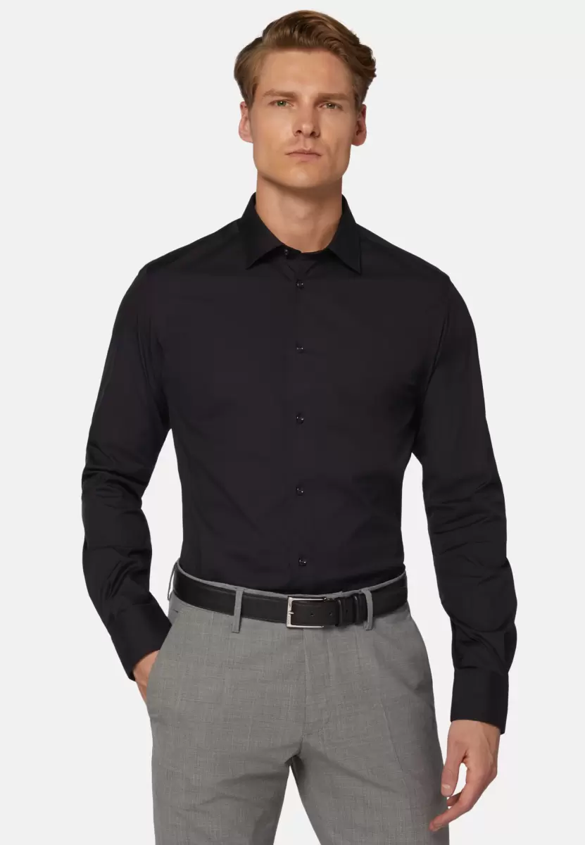 Boggi Milano Herren Klassische Hemden Schwarzes Hemd Aus Baumwollstretch Slim Fit Kaufen - 1