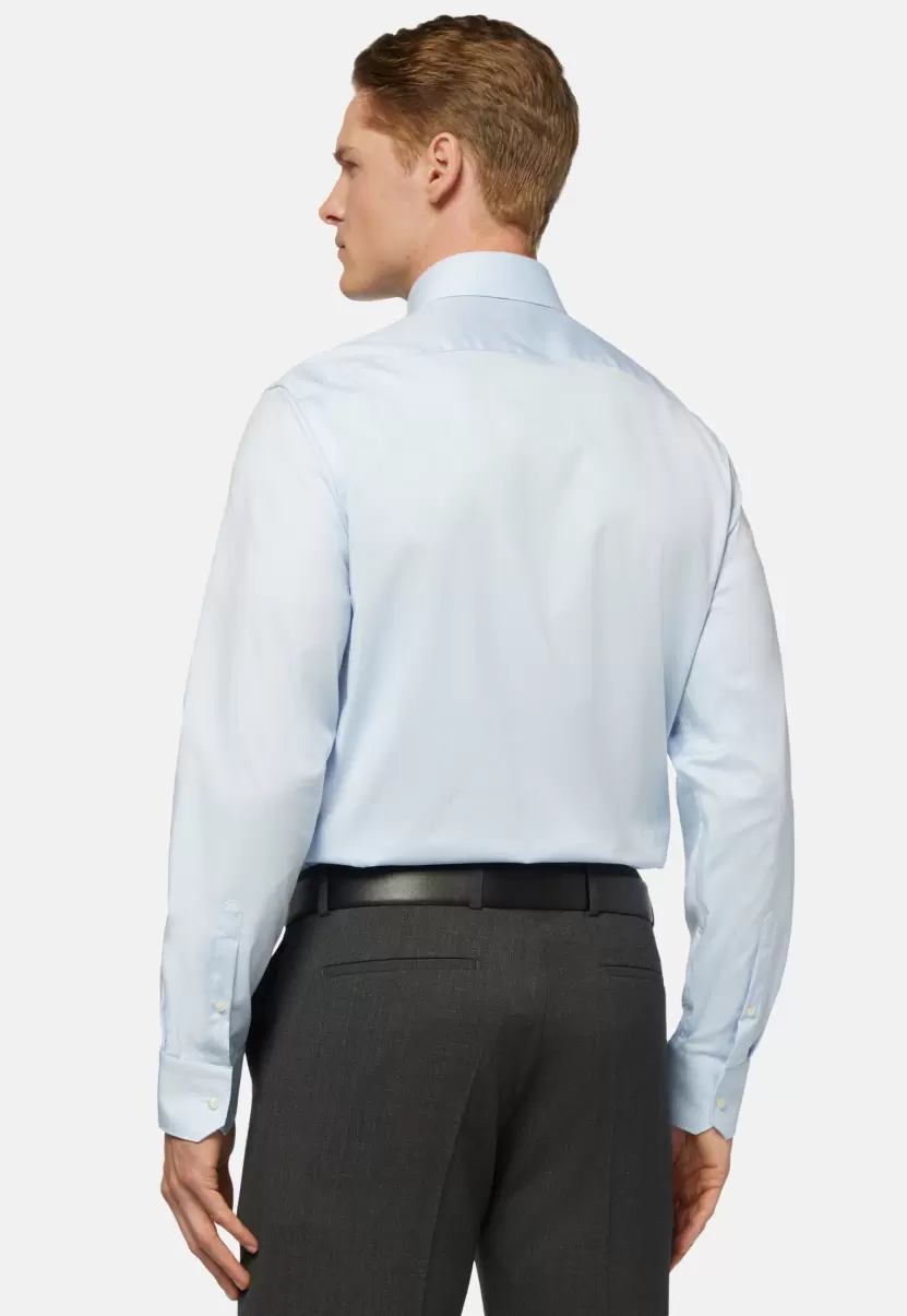 Boggi Milano Hellblaues Slim Fit Baumwoll-Pin-Point-Hemd Klassische Hemden Herren Preisnachlass - 2