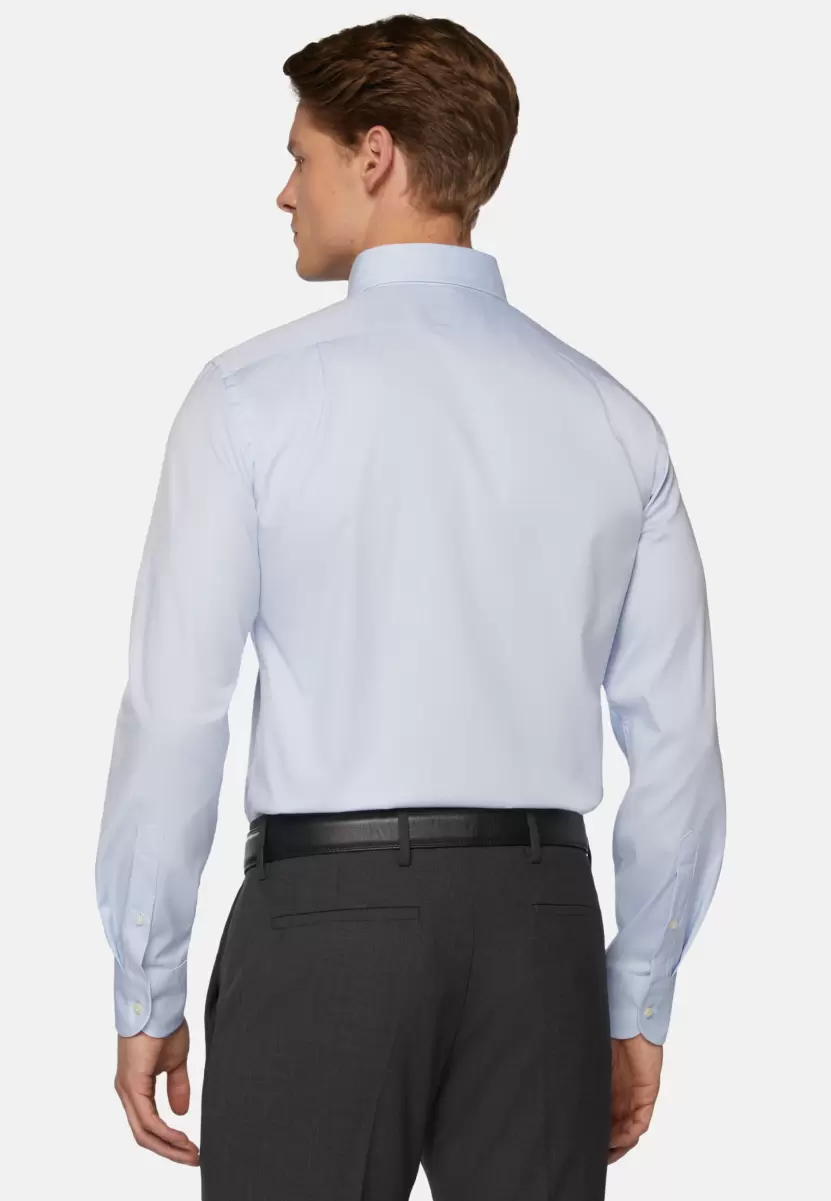 Herren Klassische Hemden Hellblaues Regular Fit Hemd Aus Baumwoll-Pin Point Boggi Milano Verkaufen - 2