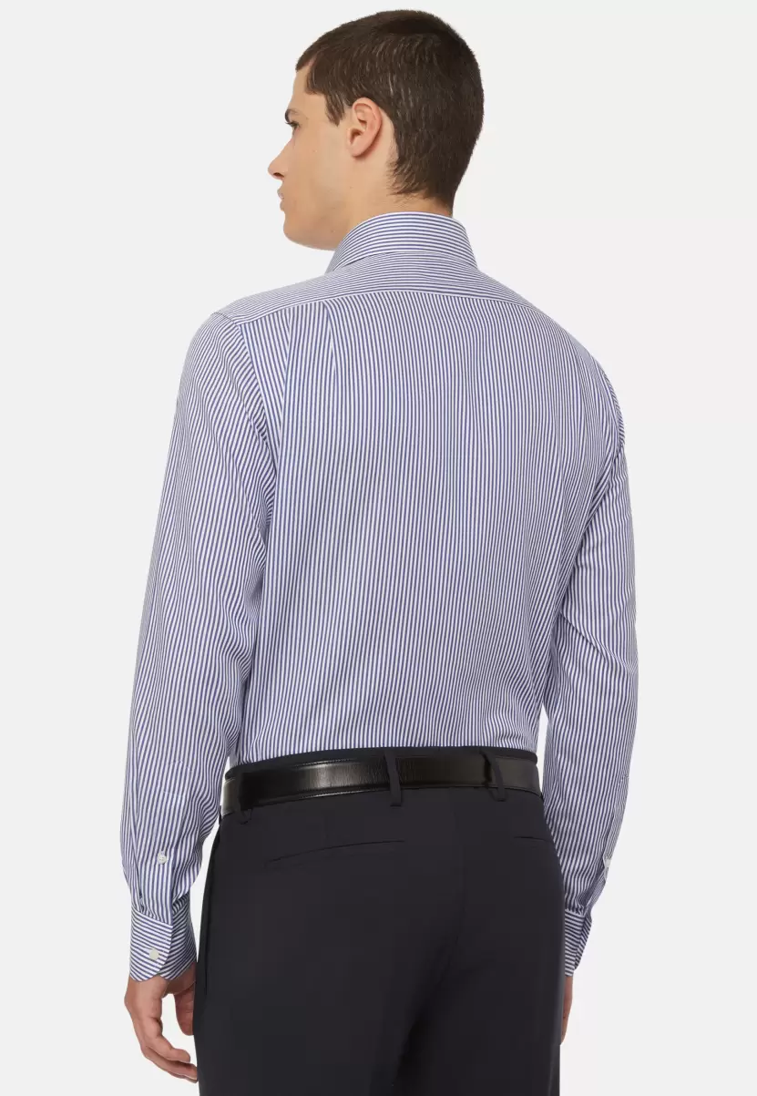 Klassische Hemden Herren 2024 Boggi Milano Hemd Mit Blauen Streifen Aus Dobby-Baumwolle Regular Fit - 2