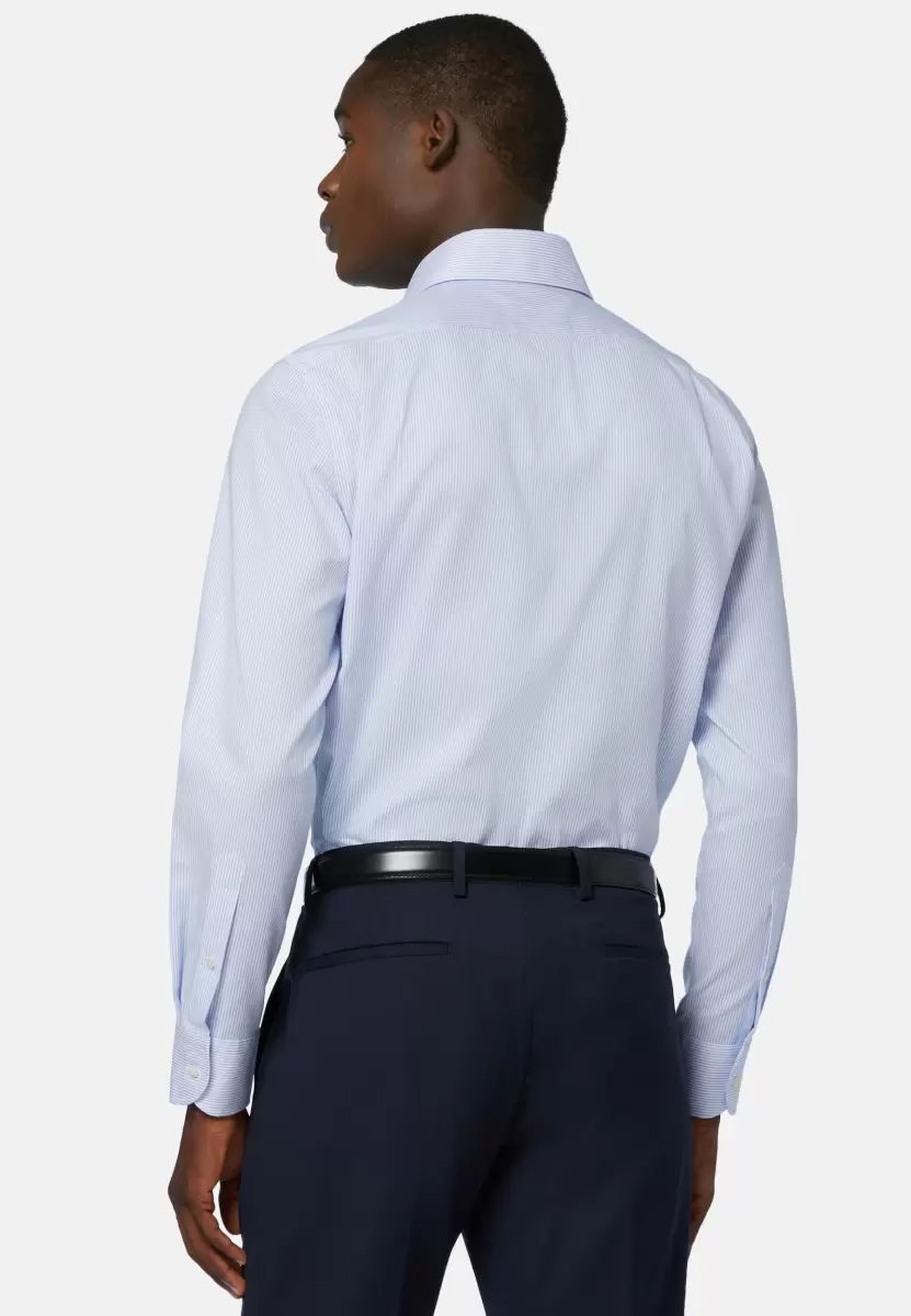 Produktverbesserung Boggi Milano Herren Hemd Mit Azurblauen Streifen Aus Dobby-Baumwolle Regular Fit Klassische Hemden - 2