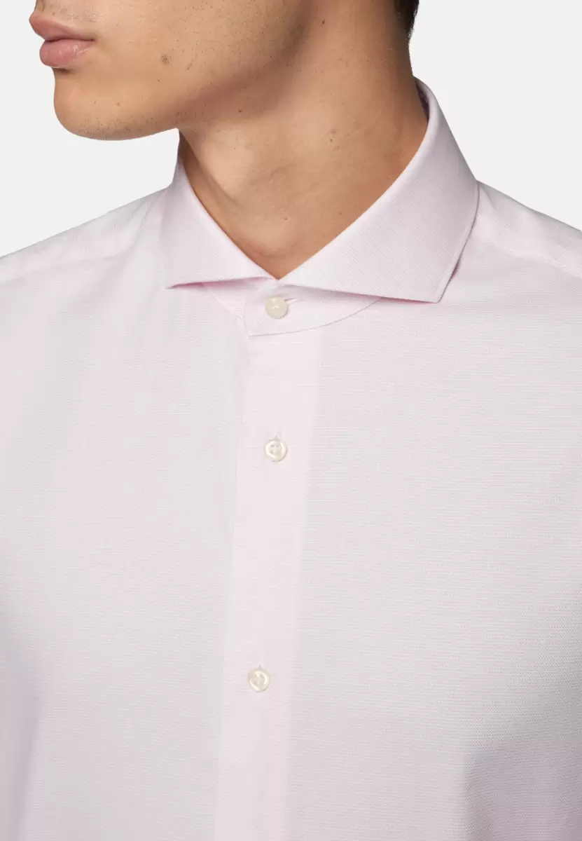 Qualität Rosafarbenes Hemd Aus Dobby-Baumwolle Slim Fit Herren Klassische Hemden Boggi Milano - 3