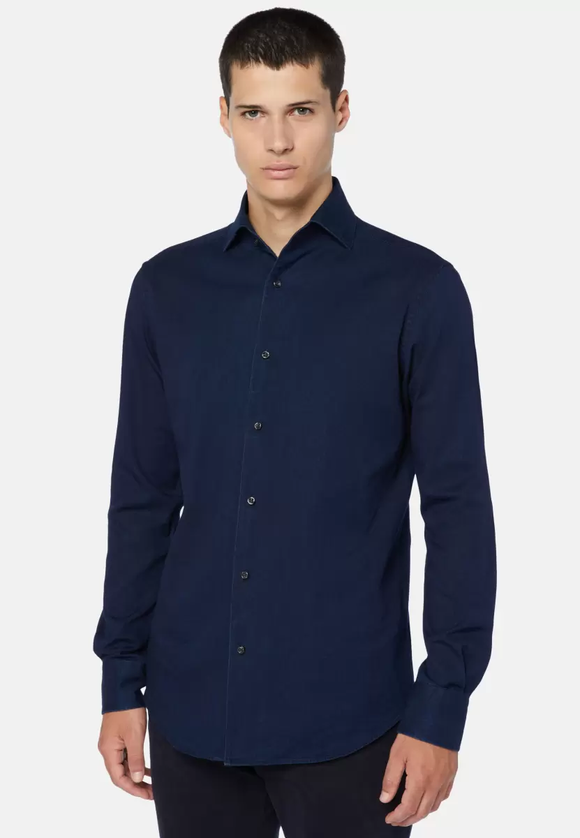 Denim-Hemd Aus Indaco-Baumwolle Regular Fit Kaufen Freizeit Hemden Herren Boggi Milano - 1