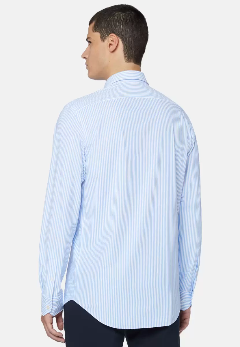 Herren Freizeit Hemden Ware Blaues Hemd Aus Stretch-Nylon Slim Fit Boggi Milano - 2