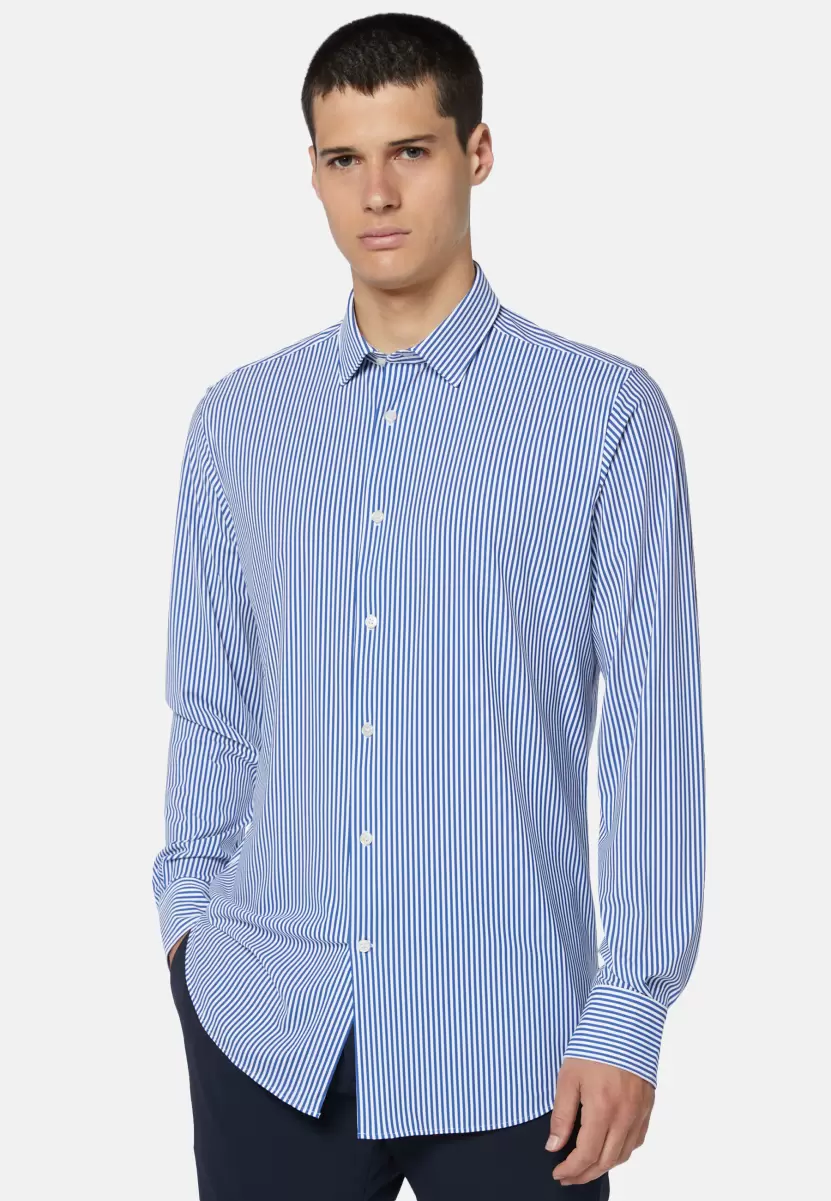 Boggi Milano Blaues Hemd Aus Stretch-Nylon Slim Fit Produktzertifizierung Freizeit Hemden Herren - 1