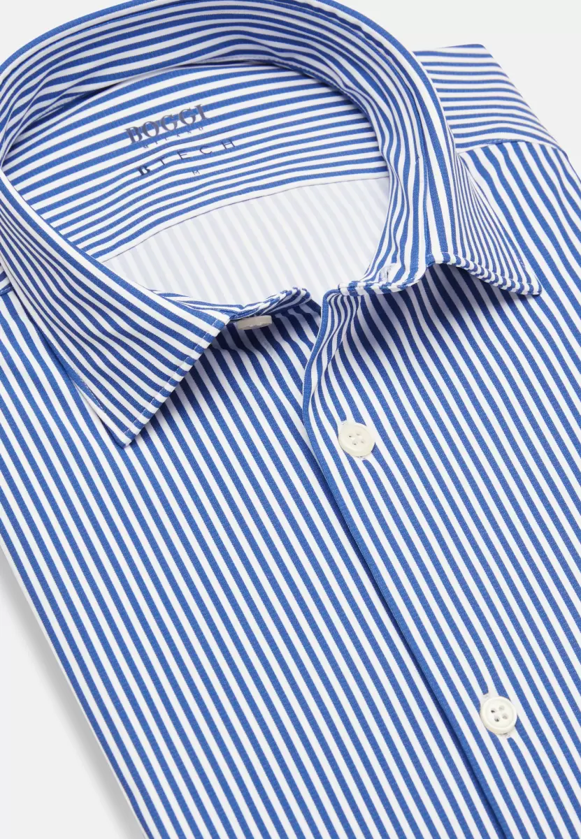 Boggi Milano Blaues Hemd Aus Stretch-Nylon Slim Fit Produktzertifizierung Freizeit Hemden Herren - 4