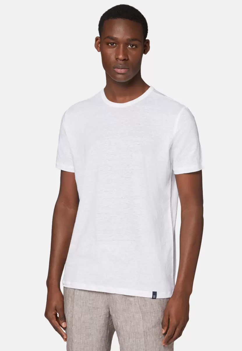 Herren Boggi Milano T-Shirts T-Shirt Aus Stretch-Leinen-Jersey Material - 1
