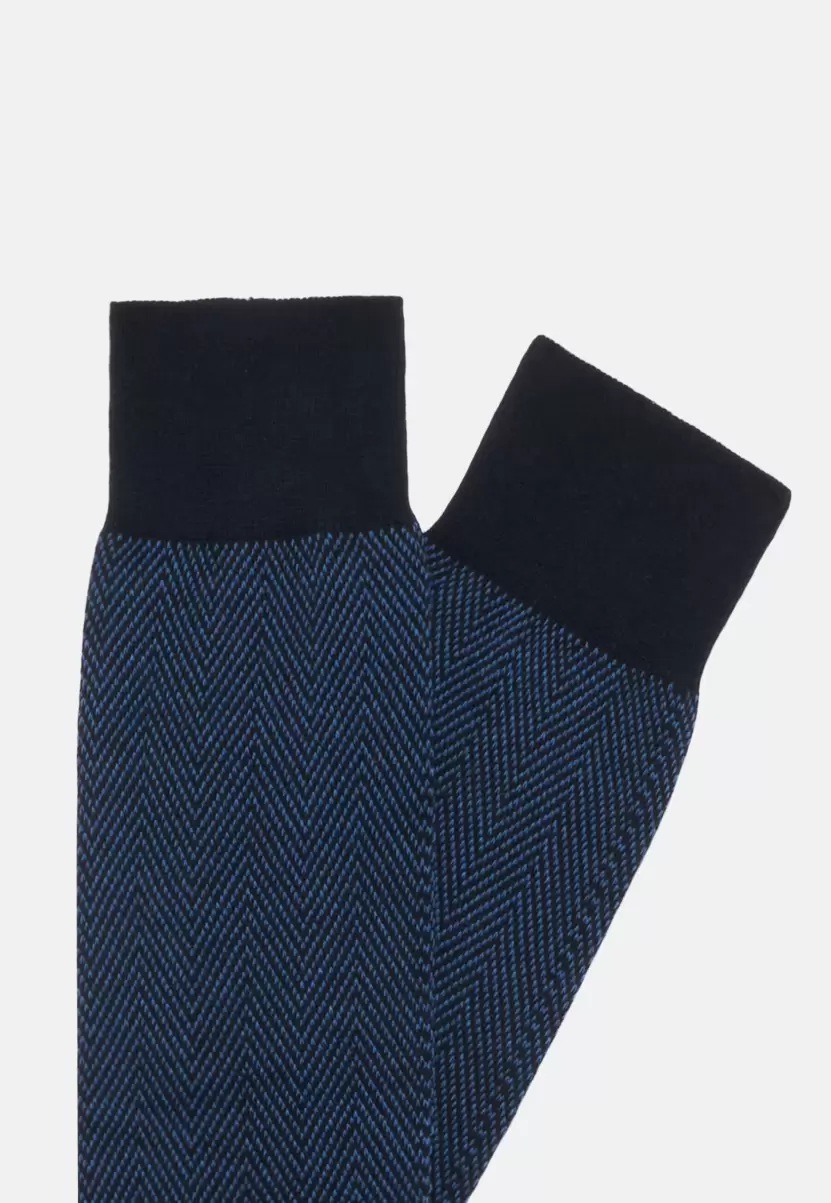 Herren Neues Produkt Socken Boggi Milano Socken Mit Makro-Fischgrätenmuster Aus Bio-Baumwolle - 1