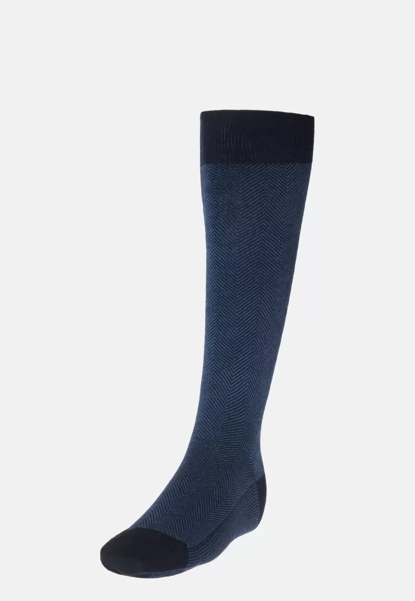 Herren Neues Produkt Socken Boggi Milano Socken Mit Makro-Fischgrätenmuster Aus Bio-Baumwolle