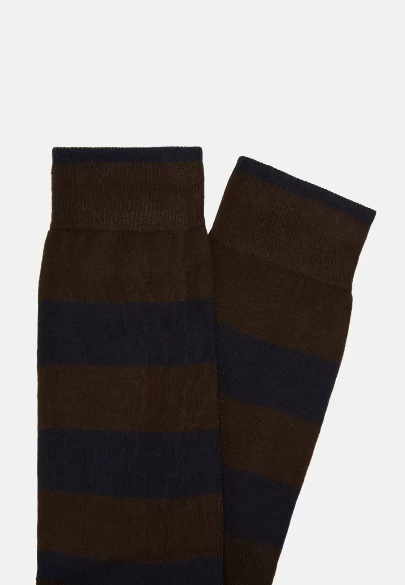Herren Socken Mit Makrostreifen Aus Baumwollgemisch Popularität Boggi Milano Socken - 1