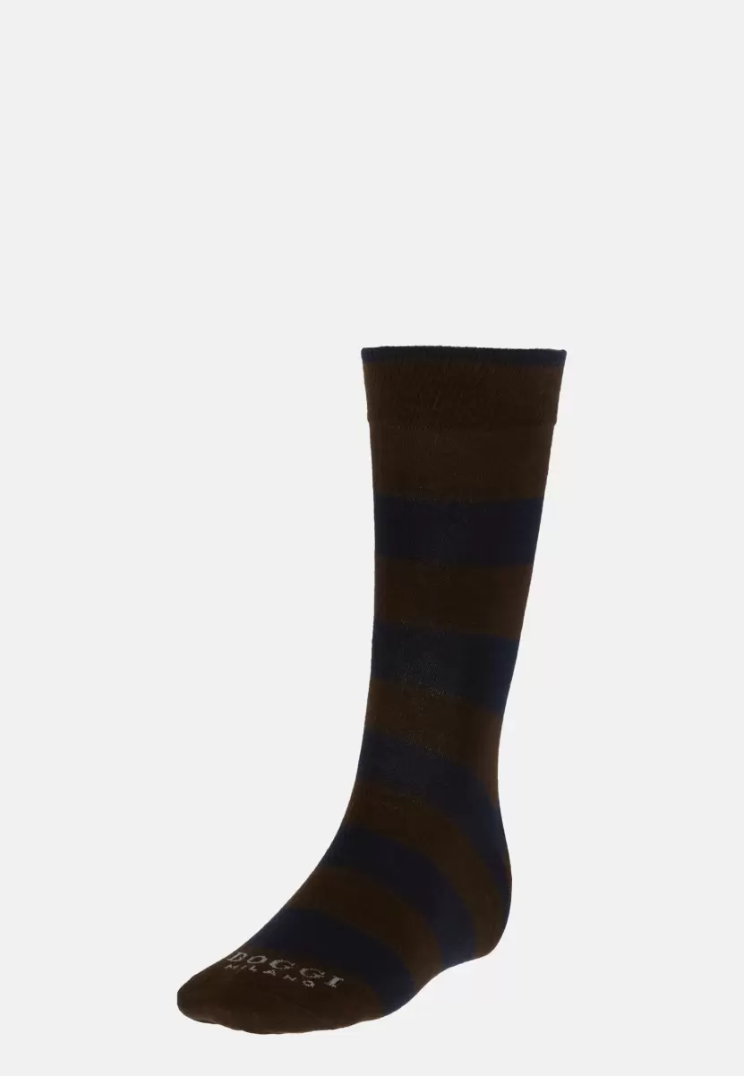 Herren Socken Mit Makrostreifen Aus Baumwollgemisch Popularität Boggi Milano Socken
