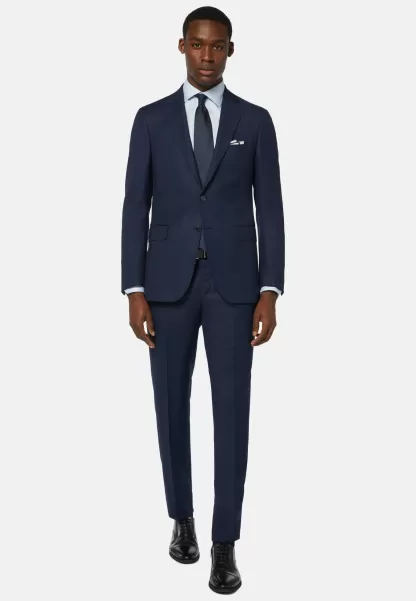 Anzüge Boggi Milano Marineblauer Anzug Mit Pfauenaugenmusteraus Super 110 Wolle Qualität Herren