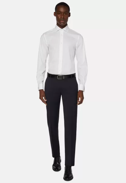 Hellblaues Slim Fit Baumwoll-Pin-Point-Hemd Boggi Milano Herren Klassische Hemden Mode