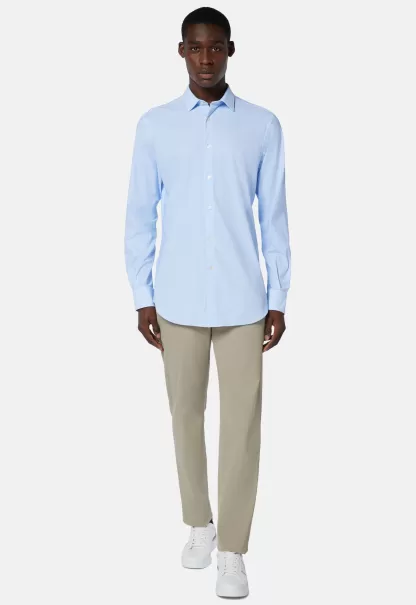 Boggi Milano Freizeit Hemden Azurblaues Hemd Aus Stretch-Nylon Slim Fit Herren 2024